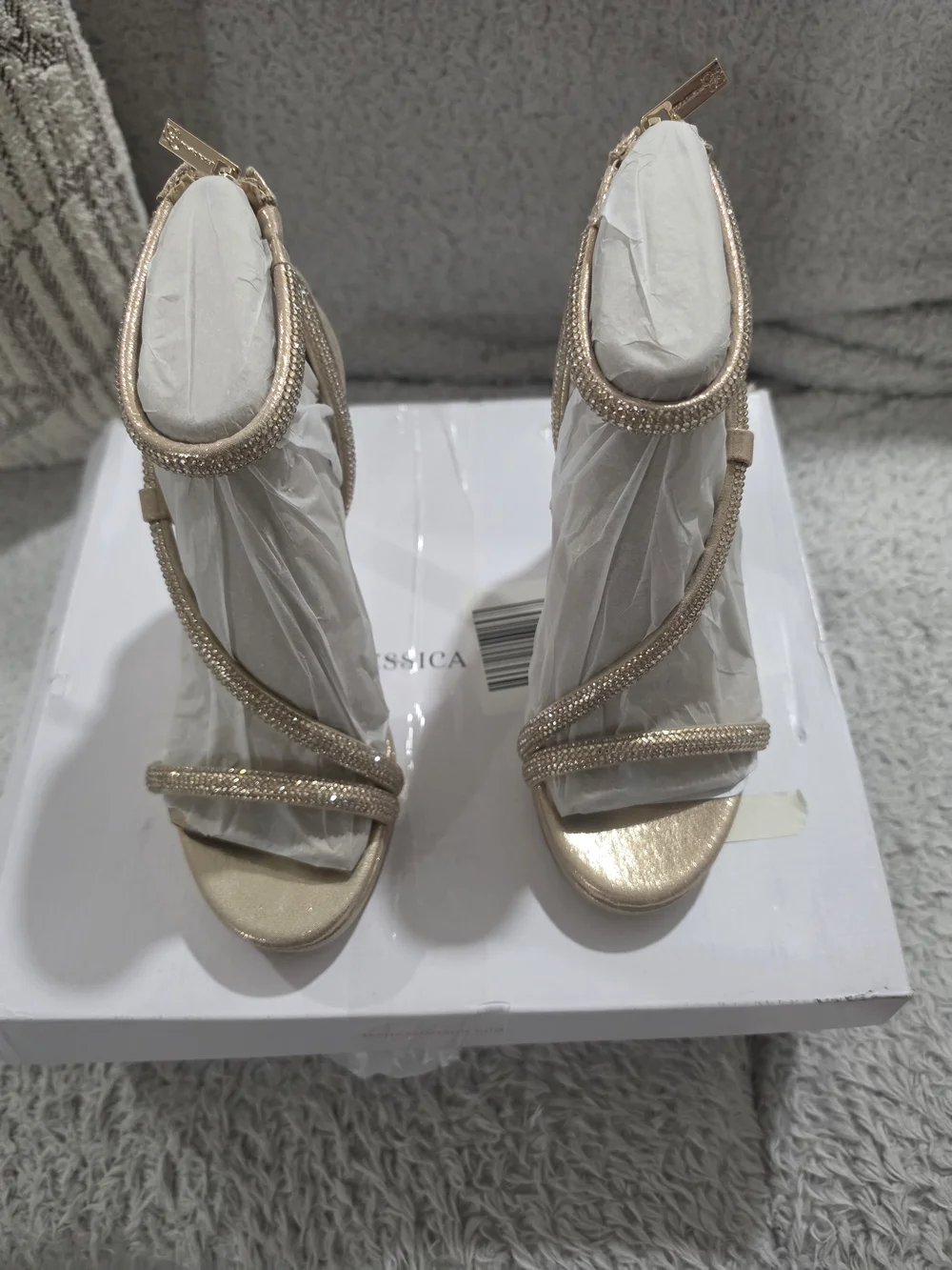Jessica Simpson Velledy Rhinestone Platform Heels - Champagne Size 6M NIB